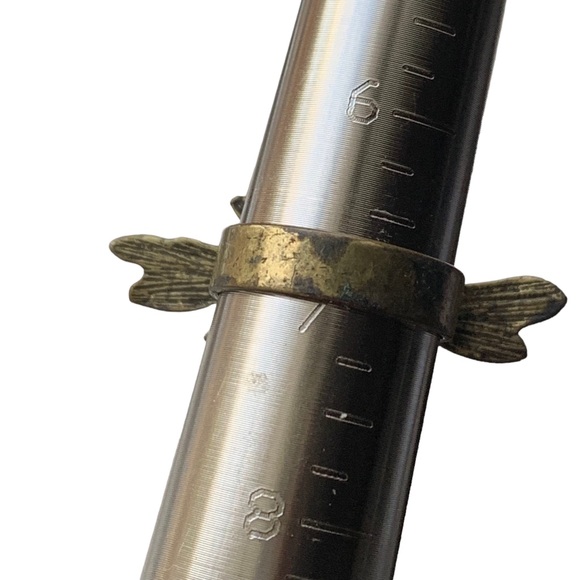 Vintage Bee-Motif Black Enamel & Antique Bronze Adjustable Ring Jewelry Wasps - Picture 8 of 8